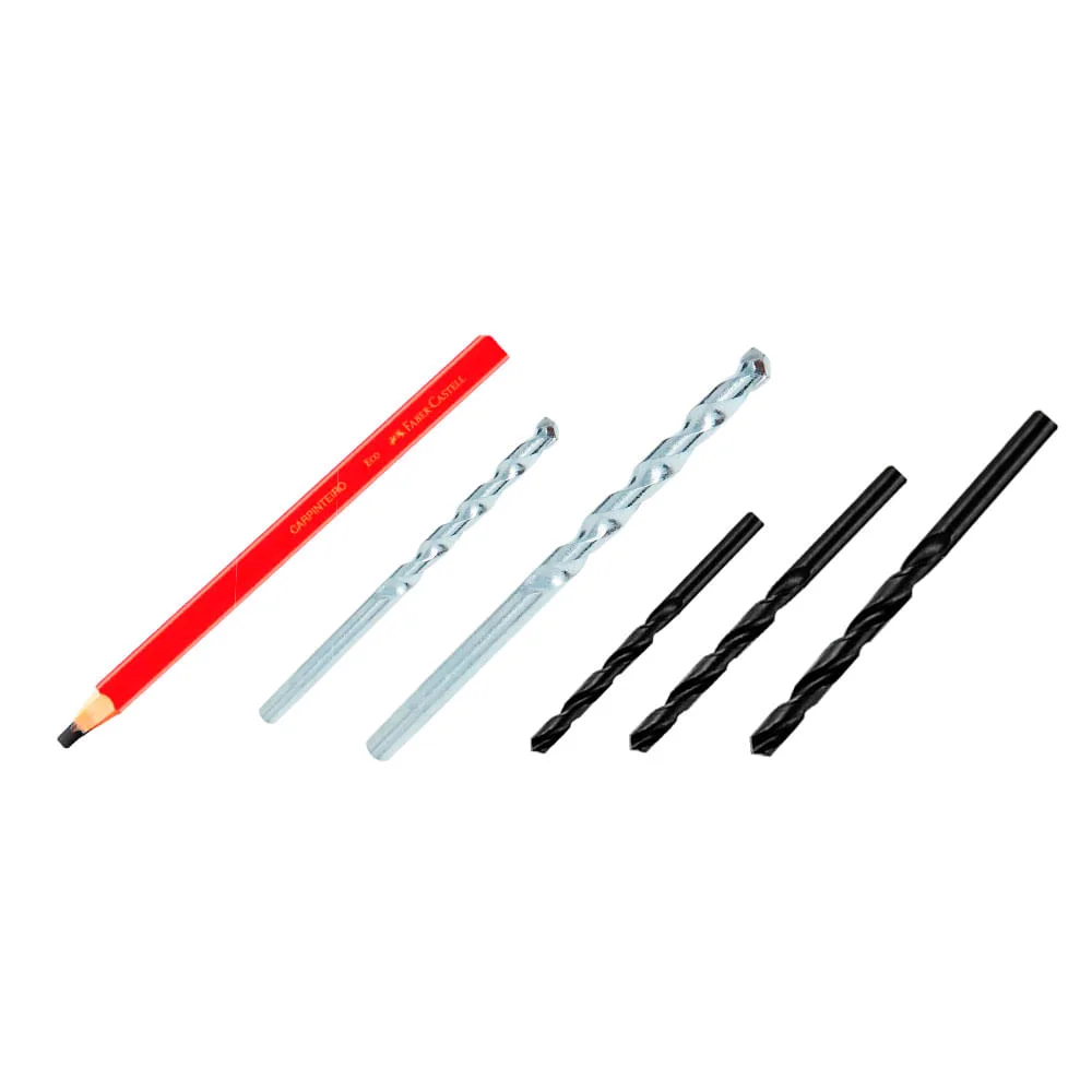 Kit Furadeira de Impacto 650W Bosch e Brocas e Lápis para Carpinteiro e Maleta