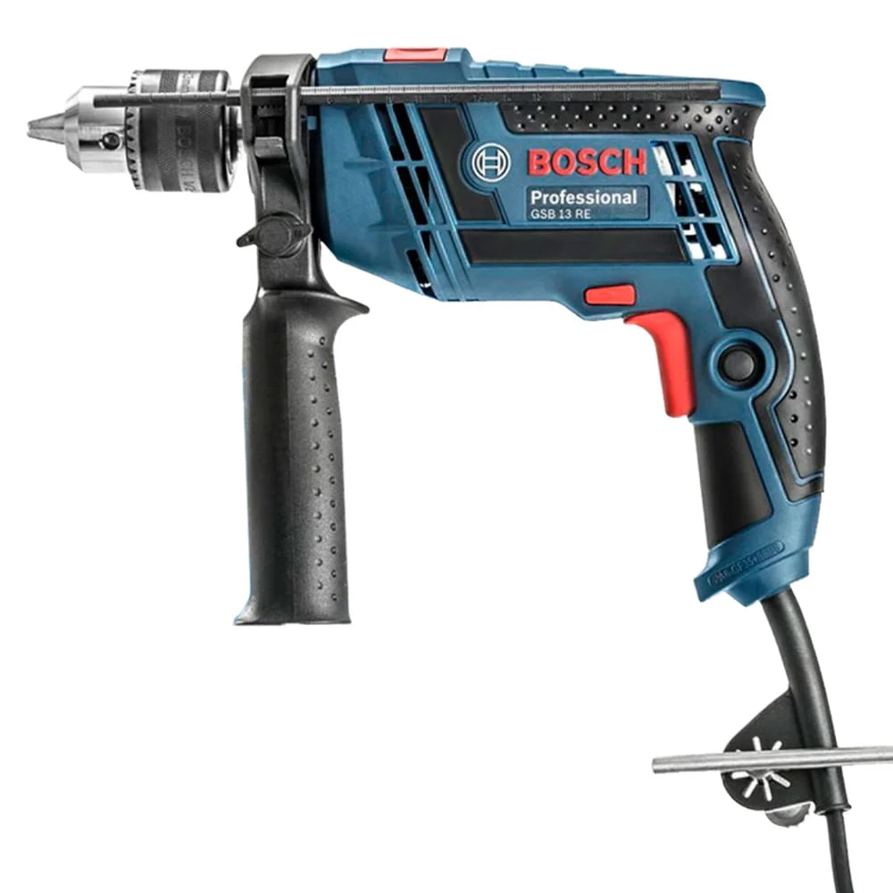 Kit Furadeira de Impacto 650W GSB 13 RE Bosch e Brocas e Lápis e Maleta