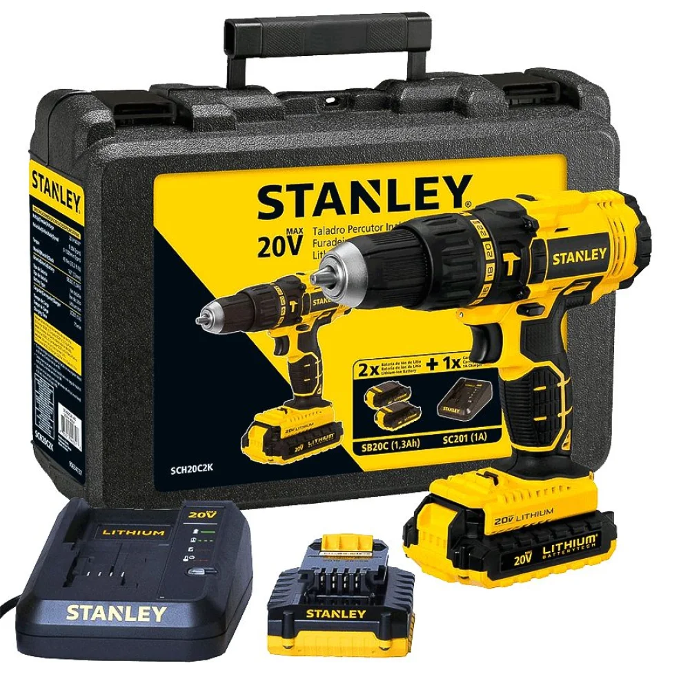 Kit Furadeira de Impacto e Parafusadeira a Bateria 20V SCH20C2K Stanley 220 Volts