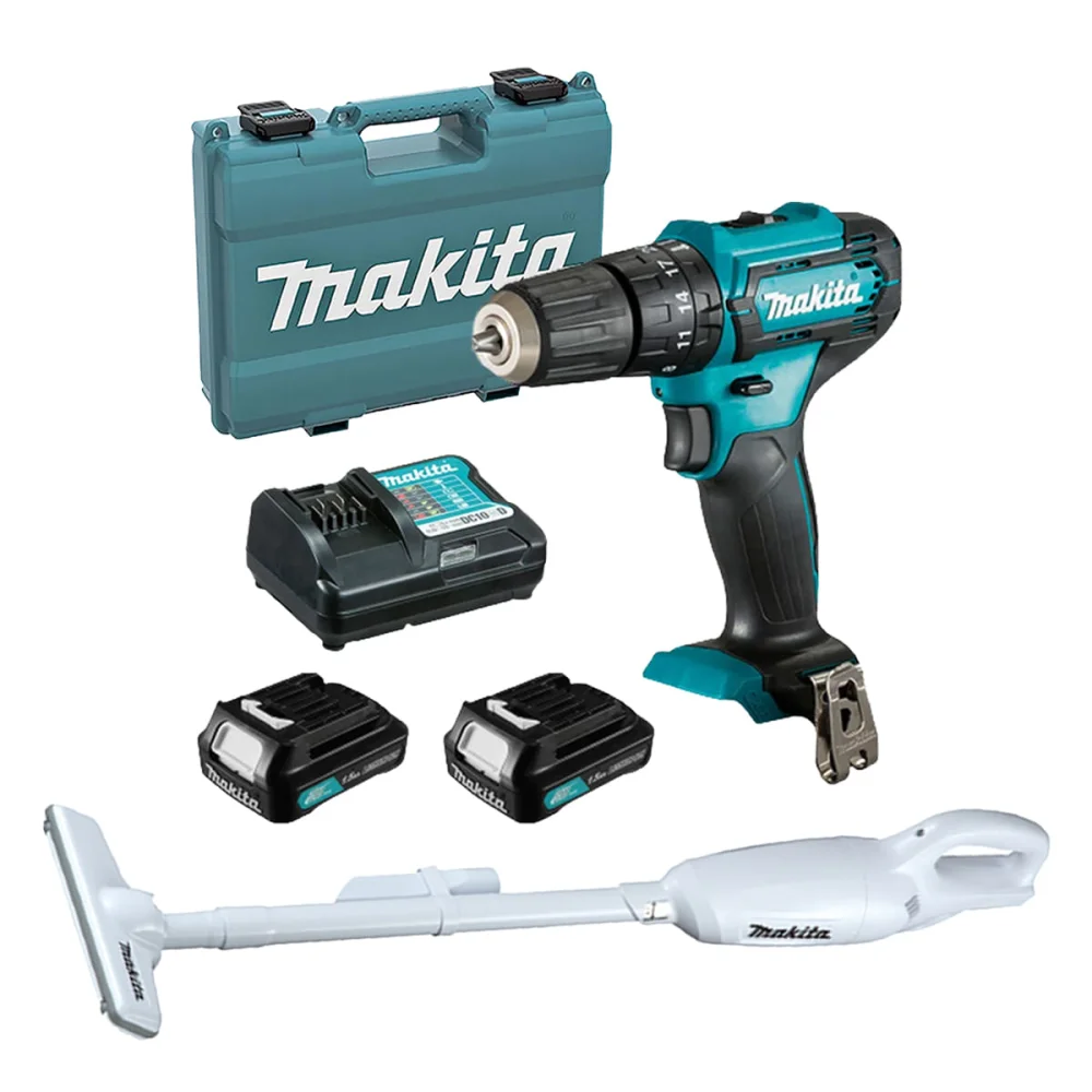 Kit Furadeira de Impacto HP333DWYX3 e Aspirador CL106FDZW Makita e 2 Baterias