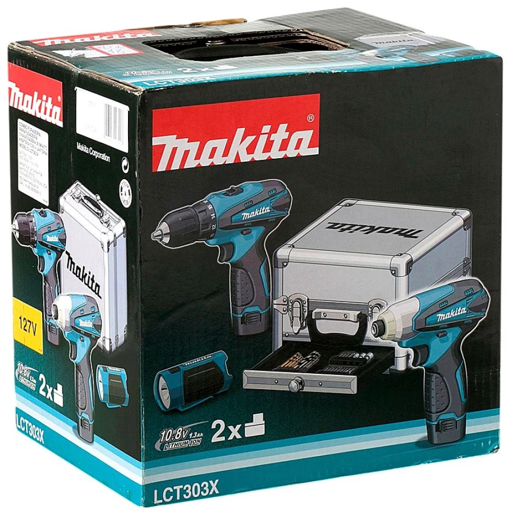 Kit Furadeira e Parafusadeira de Impacto e Lanterna à Bateria 12V LCT303X Makita