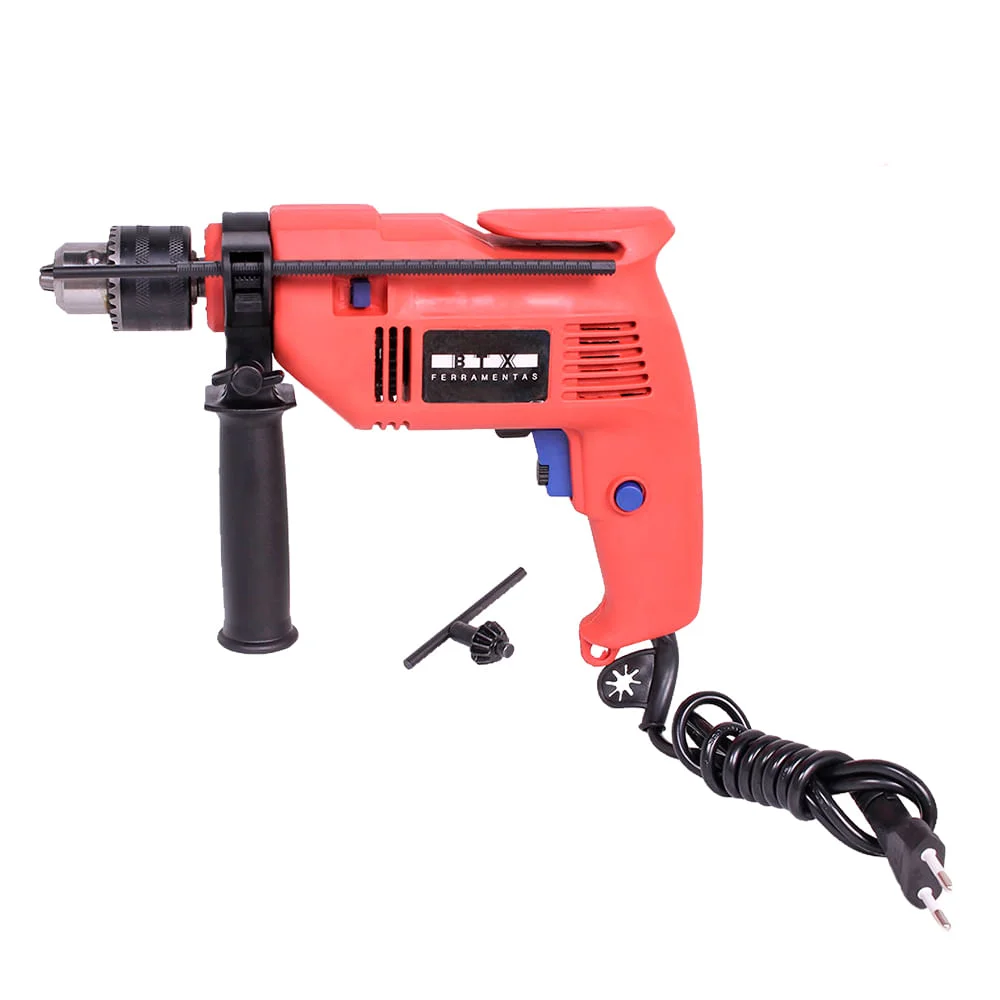 Kit Furadeira Impacto 500W 13mm BTX e Jogo Ferramentas 129 Peç e Maleta