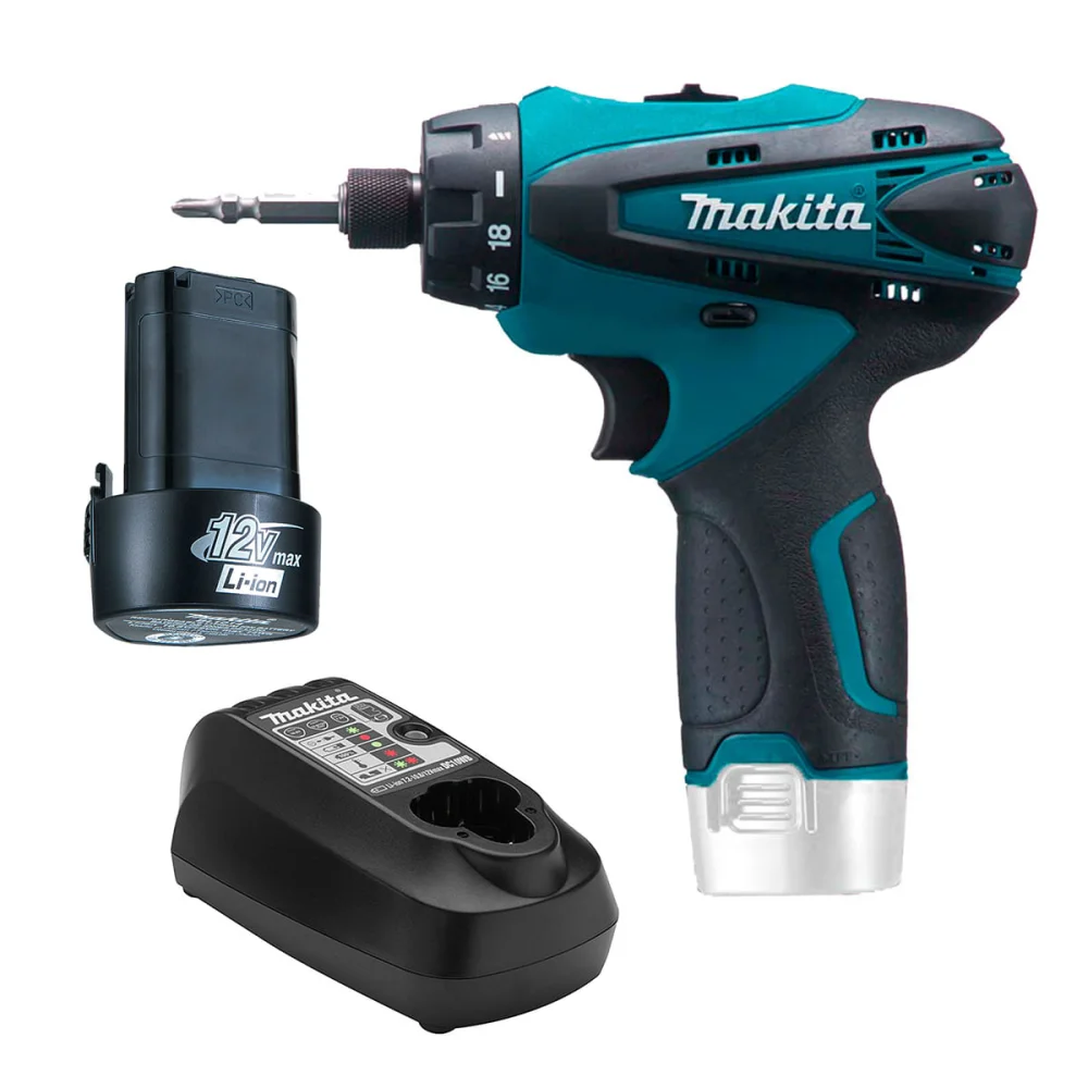 Kit Furadeira Parafusadeira à Bateria 12V DF030DZ Makita e Bateria e Carregador