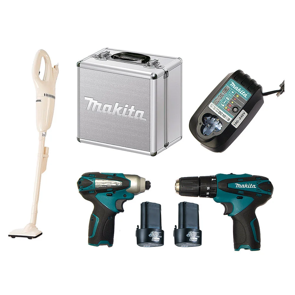 Kit Furadeira Parafusadeira à Bateria DK1493 Makita e Aspirador de Pó