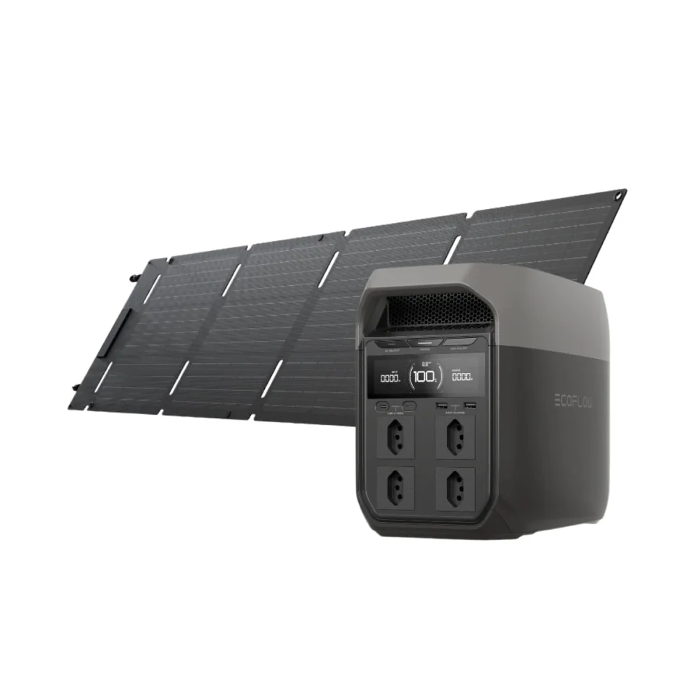 Kit Gerador de Energia 1800 W Delta 3 e Painel Solar 60W Portátil Ecoflow