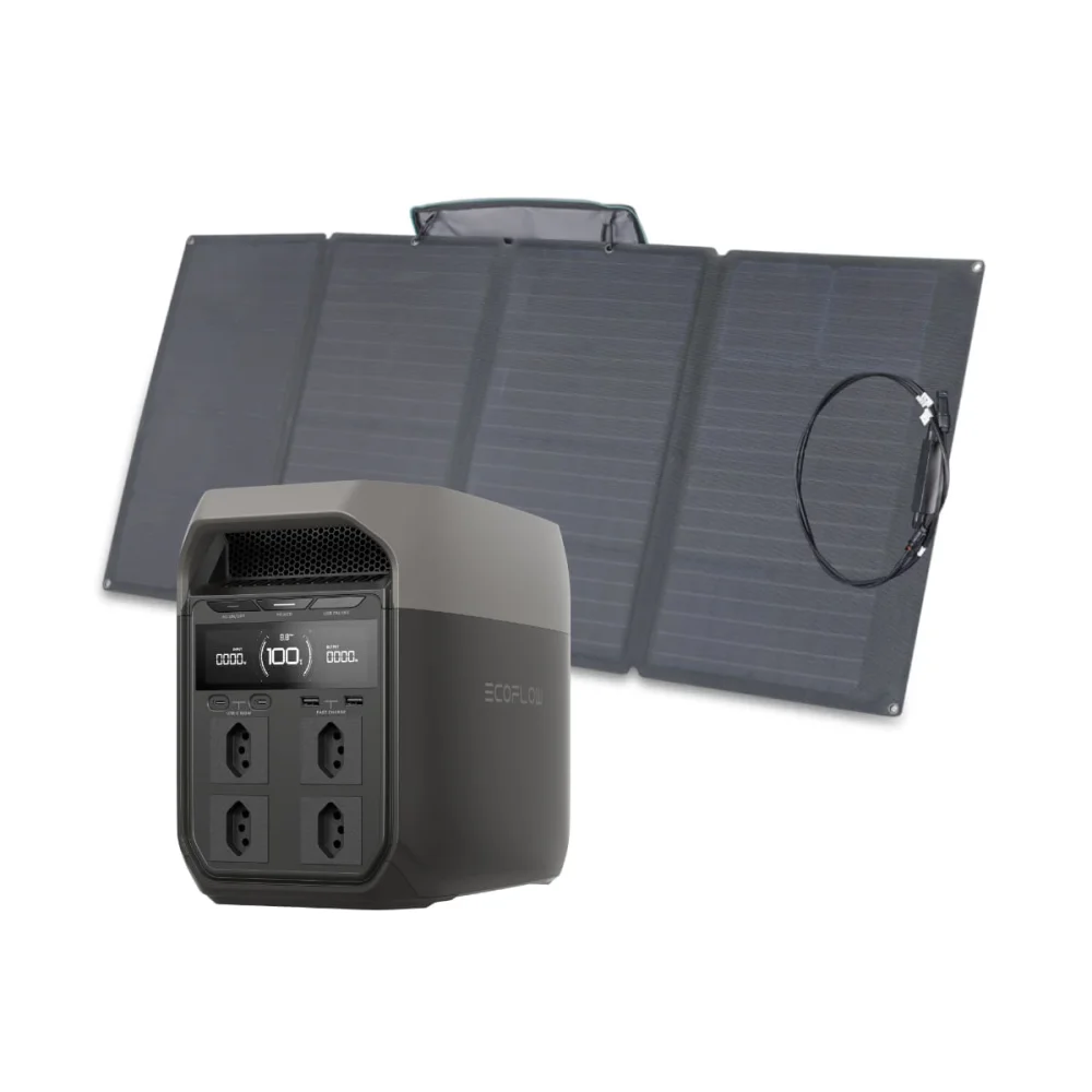 Kit Gerador de Energia 1800 W Delta 3 e Painel Solar Portátil 160W EcoFlow