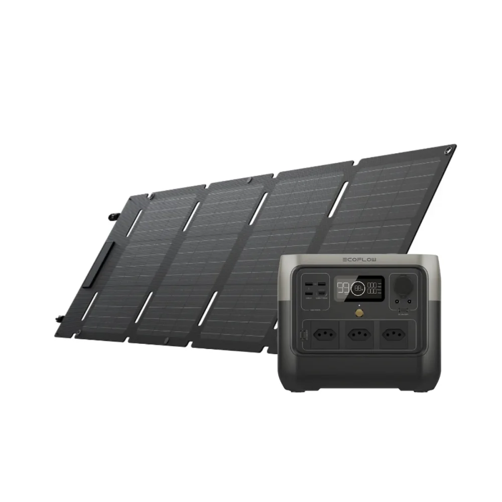 Kit Gerador de Energia 768Wh River 2 Pro e Painel Solar Portátil 45W EcoFlow
