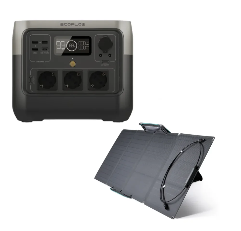 Kit Gerador de Energia Portátil River 2 Pro e Painel Solar Portátil 110W EcoFlow