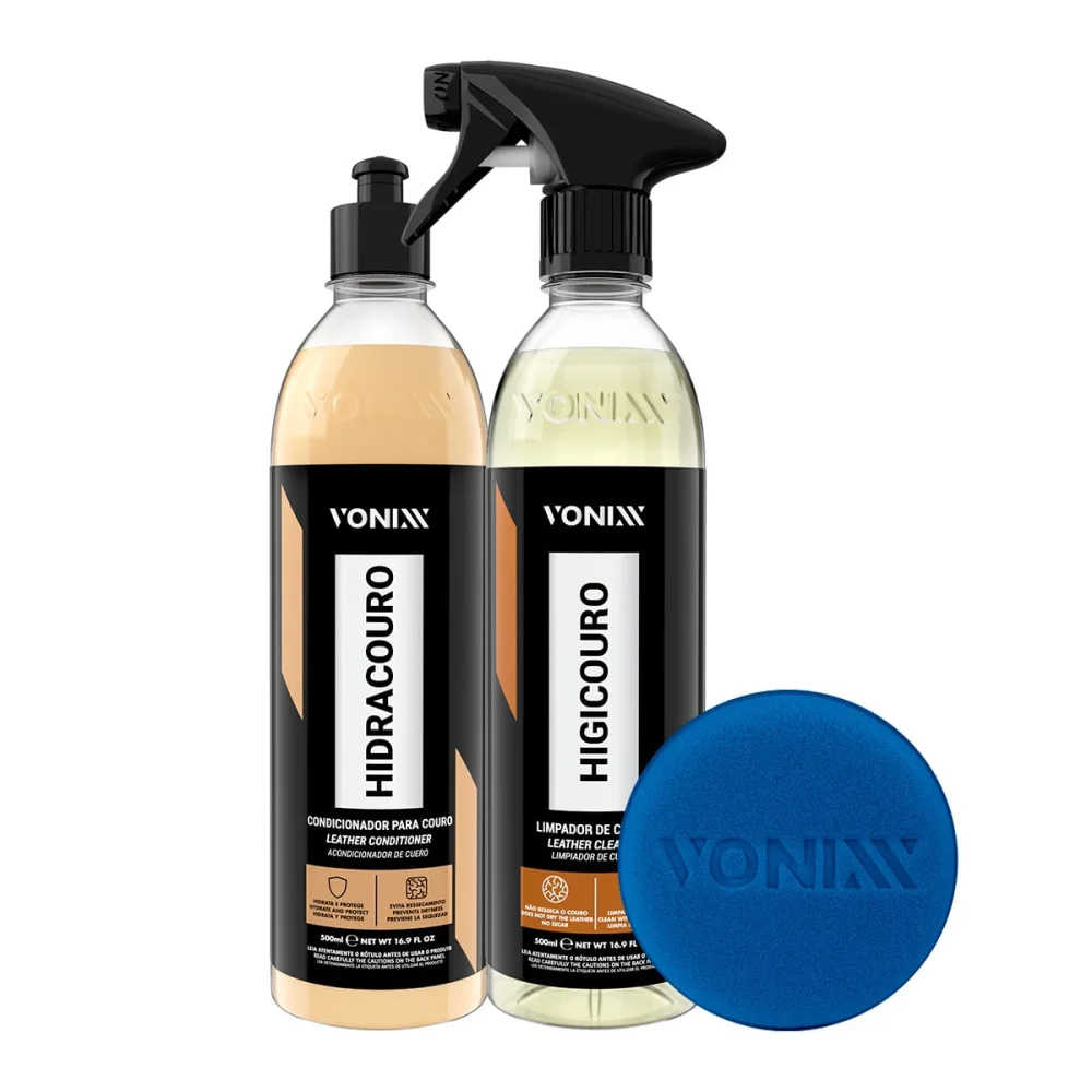 Kit Hidratante de Couro 2009010 Vonixx e Limpador de Couro Limpa e Aplicador