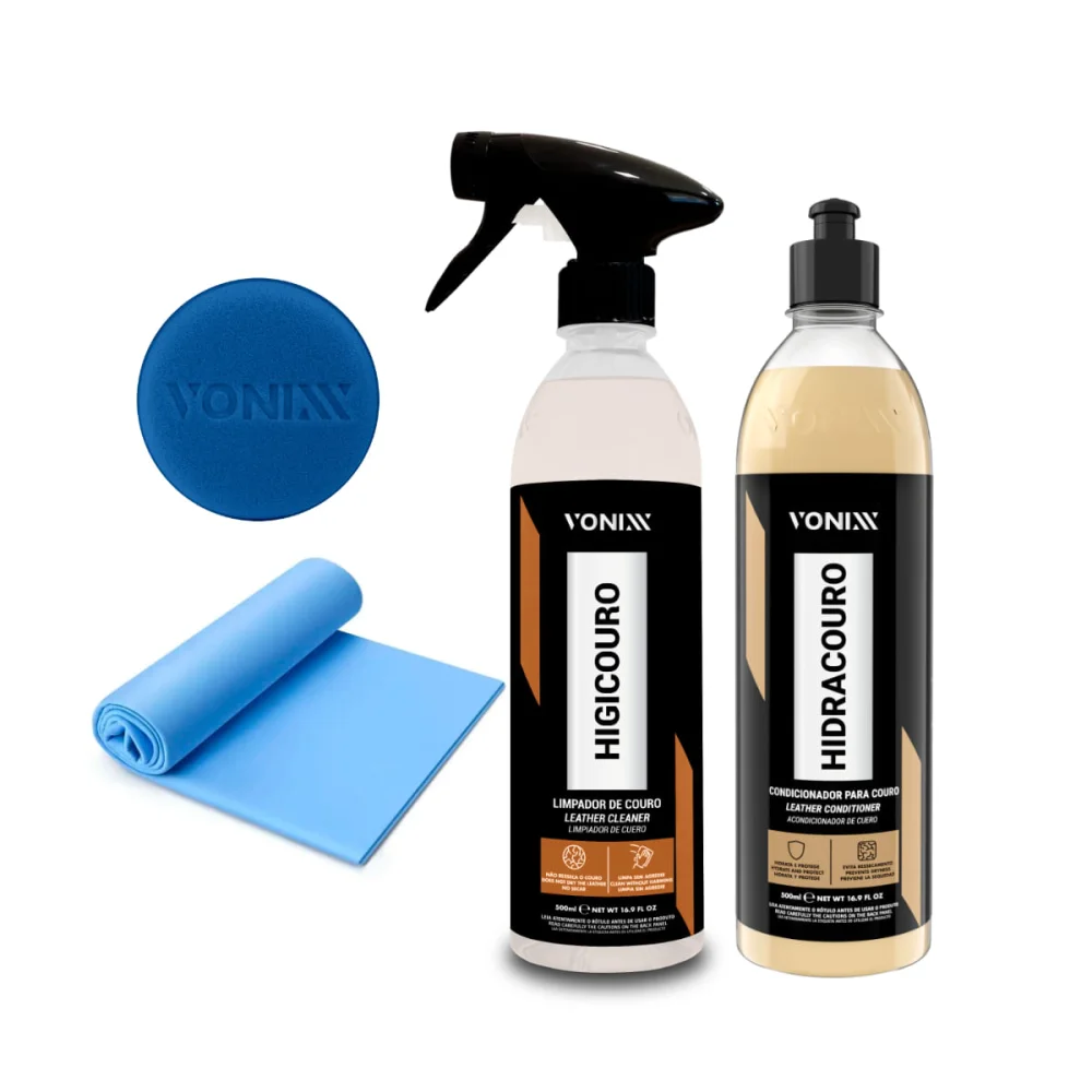 Kit Hidratante de Couro e Limpador de Couro e Aplicador de Espuma e Toalha