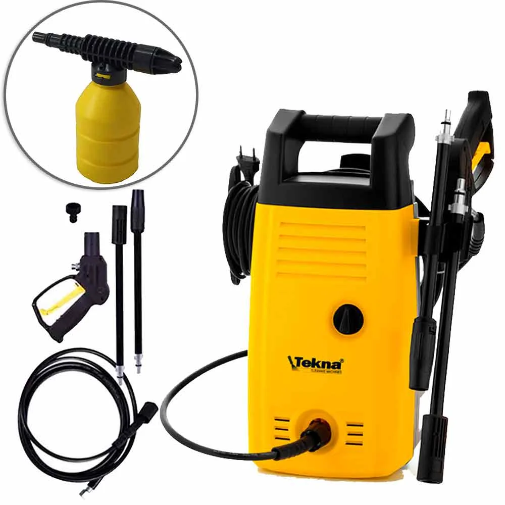 Kit Hidrolavadora de Alta Pressão HLX110VC e Porta Detergente e Shampoo Tekna