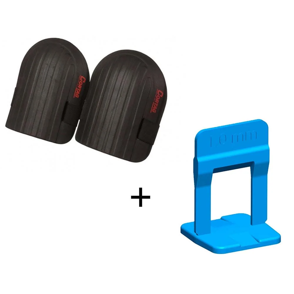 Kit Joelheira em EVA para Assentamento e Pacote com 100 Espaçadores 10mm