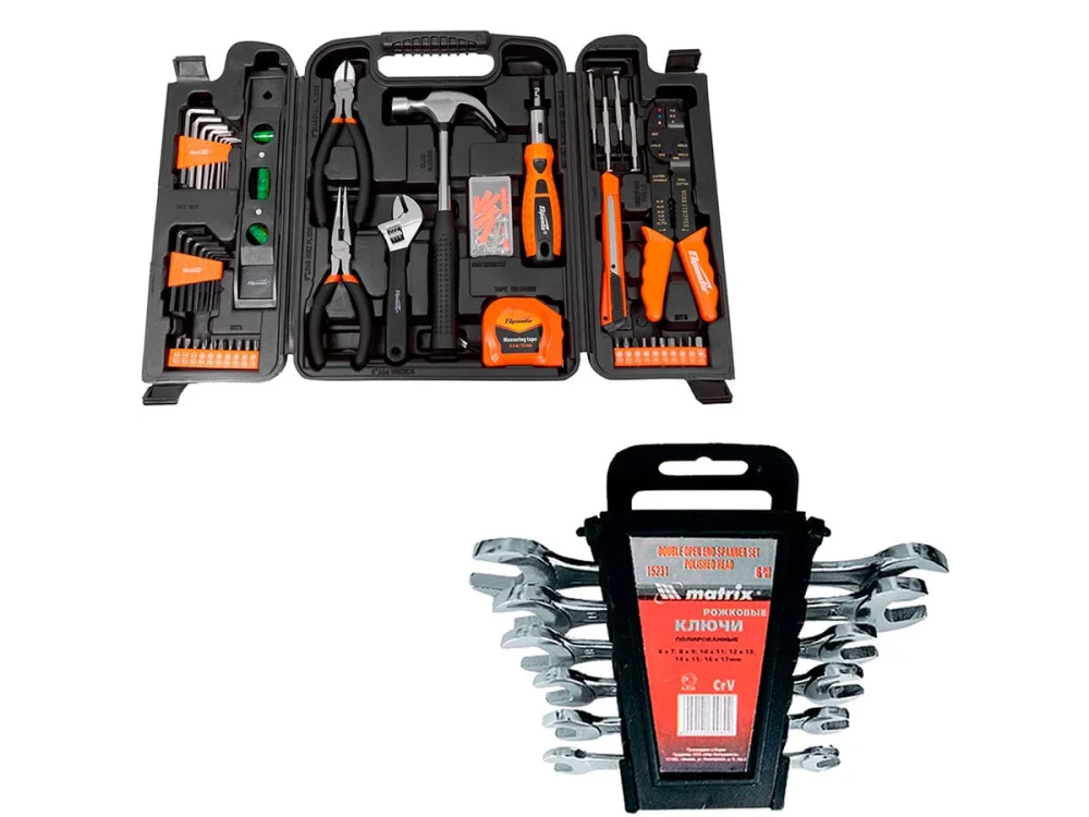 Kit Jogo Ferramentas para Montagem em Bancada e Jogo Chave Fixa 6 à 17mm Sparta