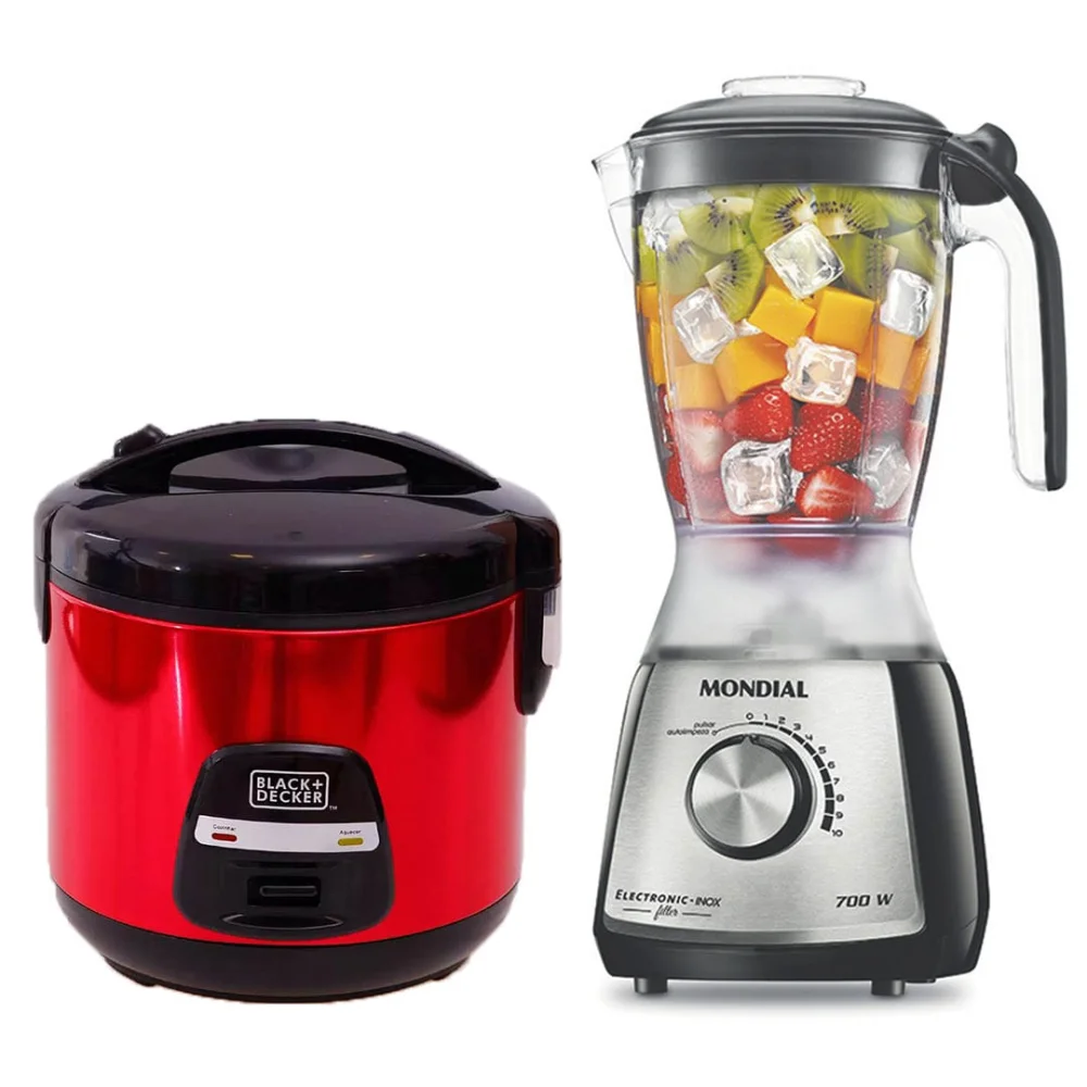 Kit Liquidificador Eletronic Premium Inox L-66 Mondial e Panela de Arroz Superrice