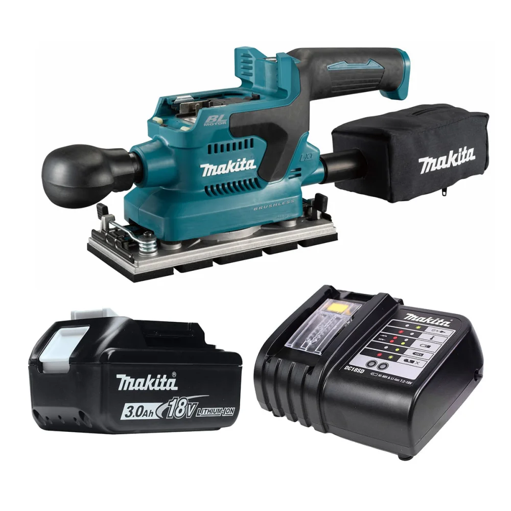 Kit Lixadeira Orbital à Bateria DBO381Z Makita e Bateria 18V 3.0Ah e Carregador