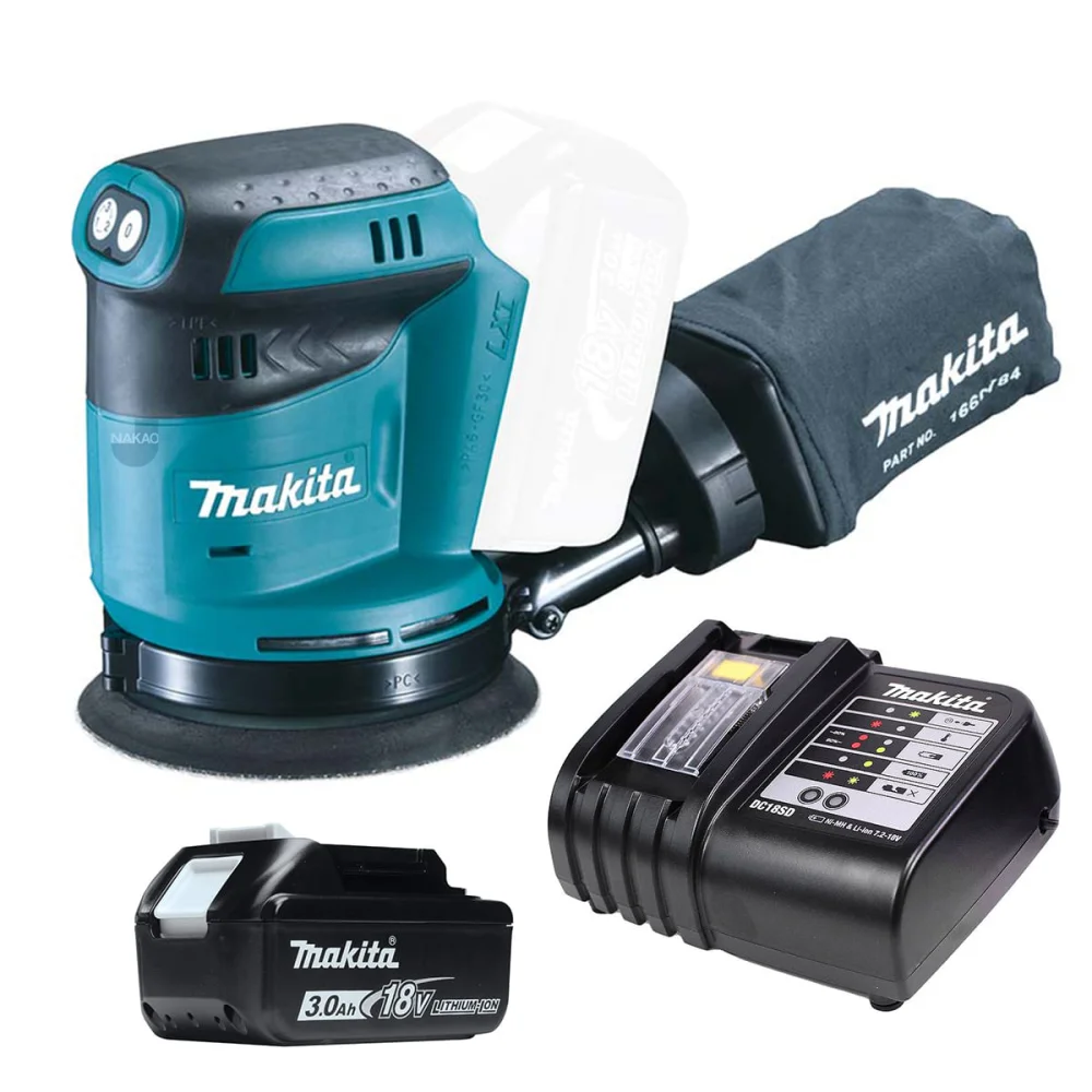 Kit Lixadeira Roto Orbital DBO180Z Makita e Bateria BL1830 e Carregador DC18SD