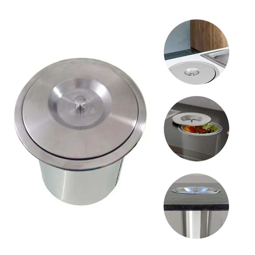 Kit Lixeira de Embutir em Pia Aço Inox 3 litros EMB-03 e Torre de 3 Tomadas