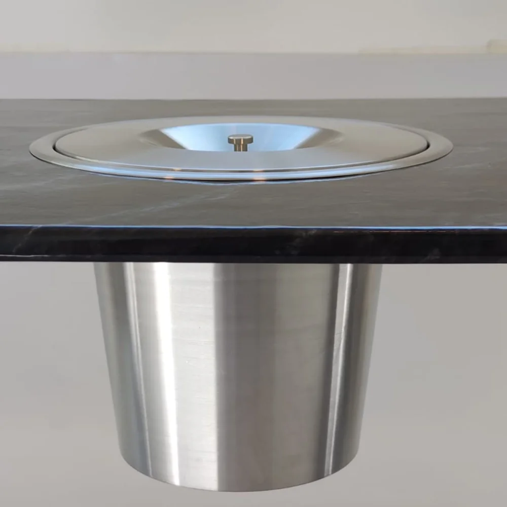 Kit Lixeira de Embutir em Pia Aço Inox 3 litros EMB-03 e Torre de 3 Tomadas