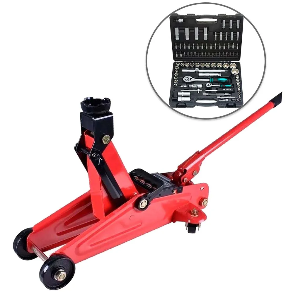 Kit Macaco Hidráulico Jacaré 2T 135-300mm 5100855 Sparta e Jg de Soquetes 94Pçs