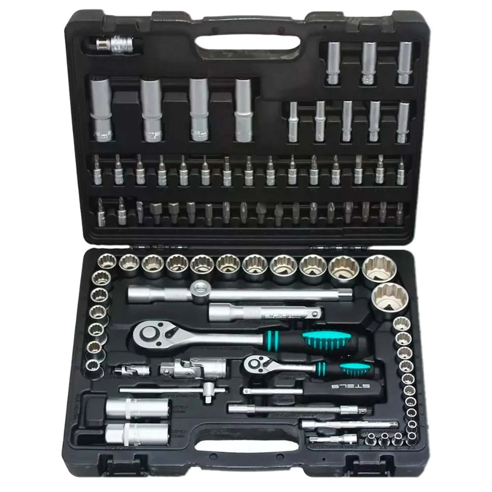 Kit Macaco Hidráulico Jacaré 2T Sparta e Jogo de Soquetes 94Pçs e Desengripante