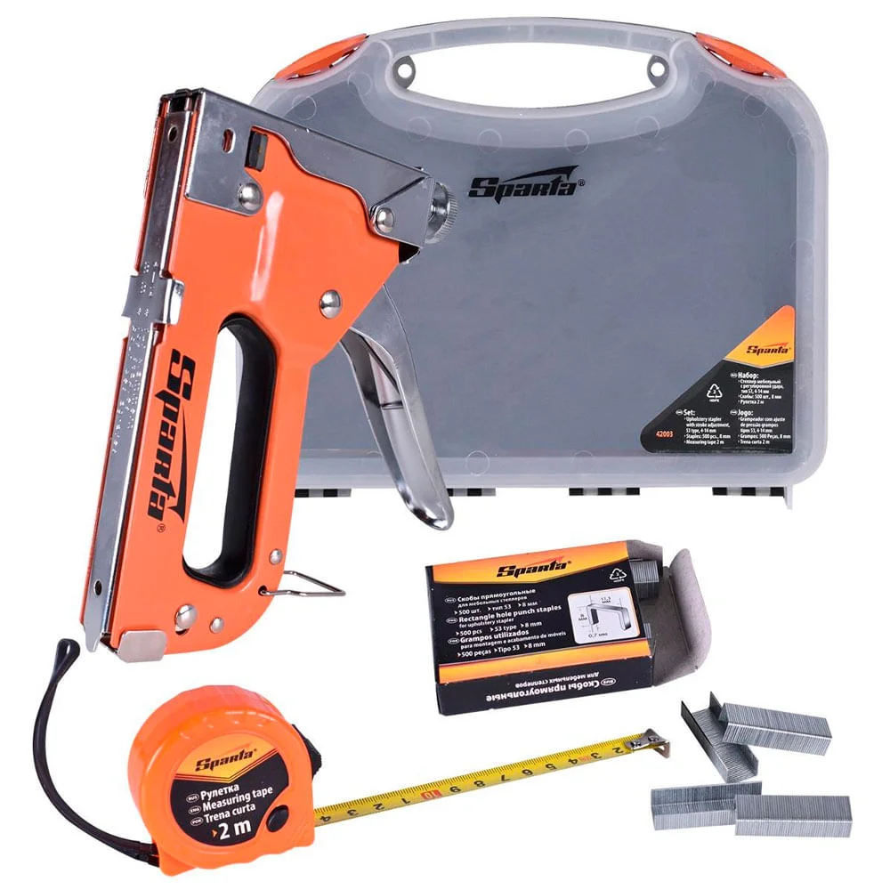 Kit Maleta com Grampeador 6 a 14mm e Trena 2m e 500 Grampos 8mm 4200355 Sparta