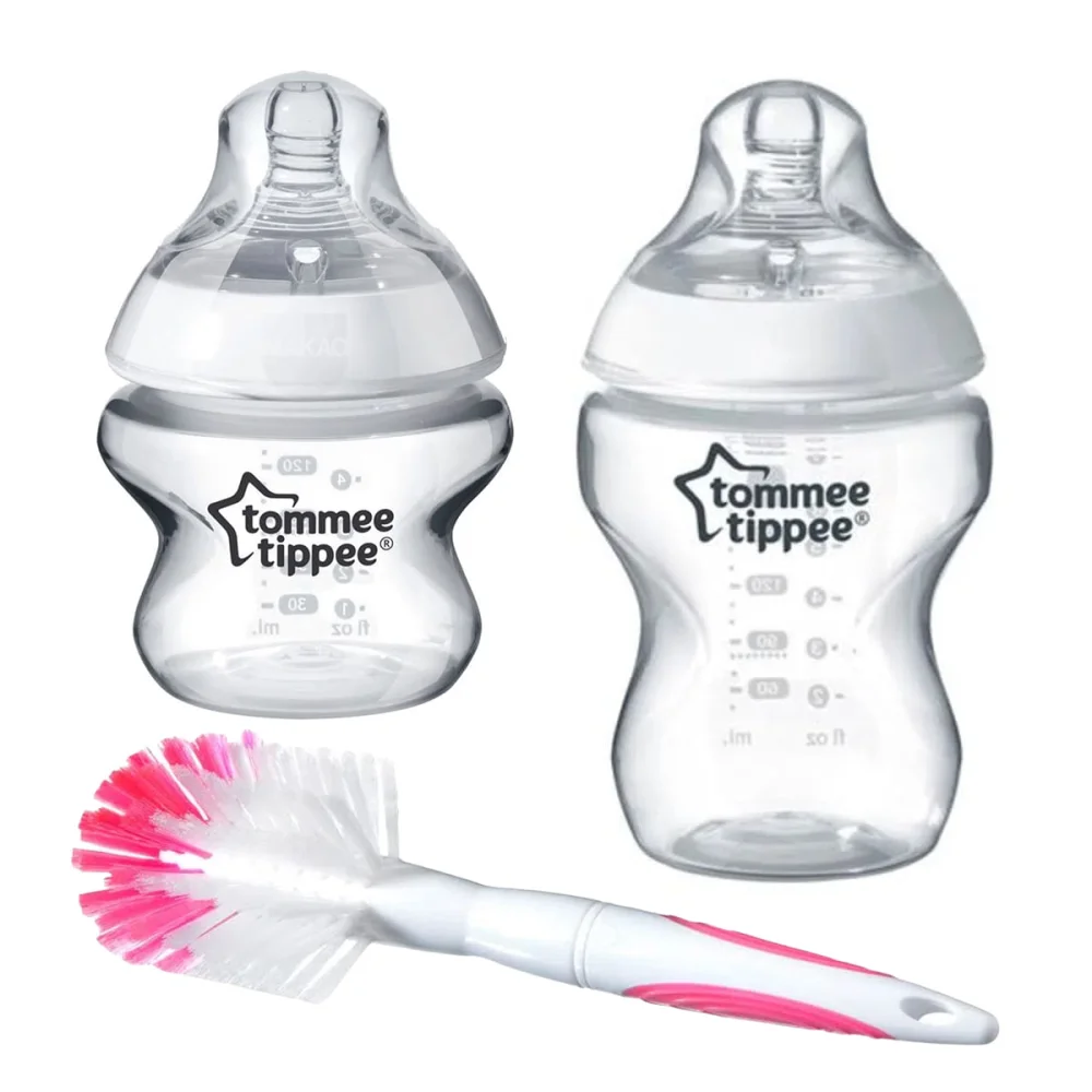 Kit Mamadeira Closer 150ml e 260ml e Escova de Mamadeira Rosa Tommee Tippee