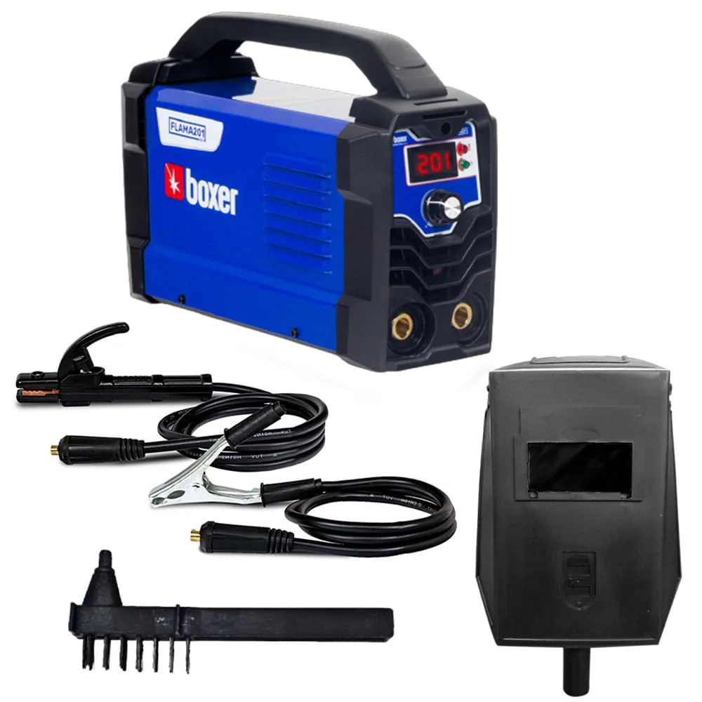 Kit Máquina de Solda Inversora Flama201 Boxer Máscara 2Esquadros Magnéticos35Kg