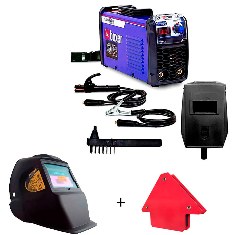 Kit Máquina de Solda Inversora Touch150 Boxer Máscara Automática 2 Esquadros12Kg