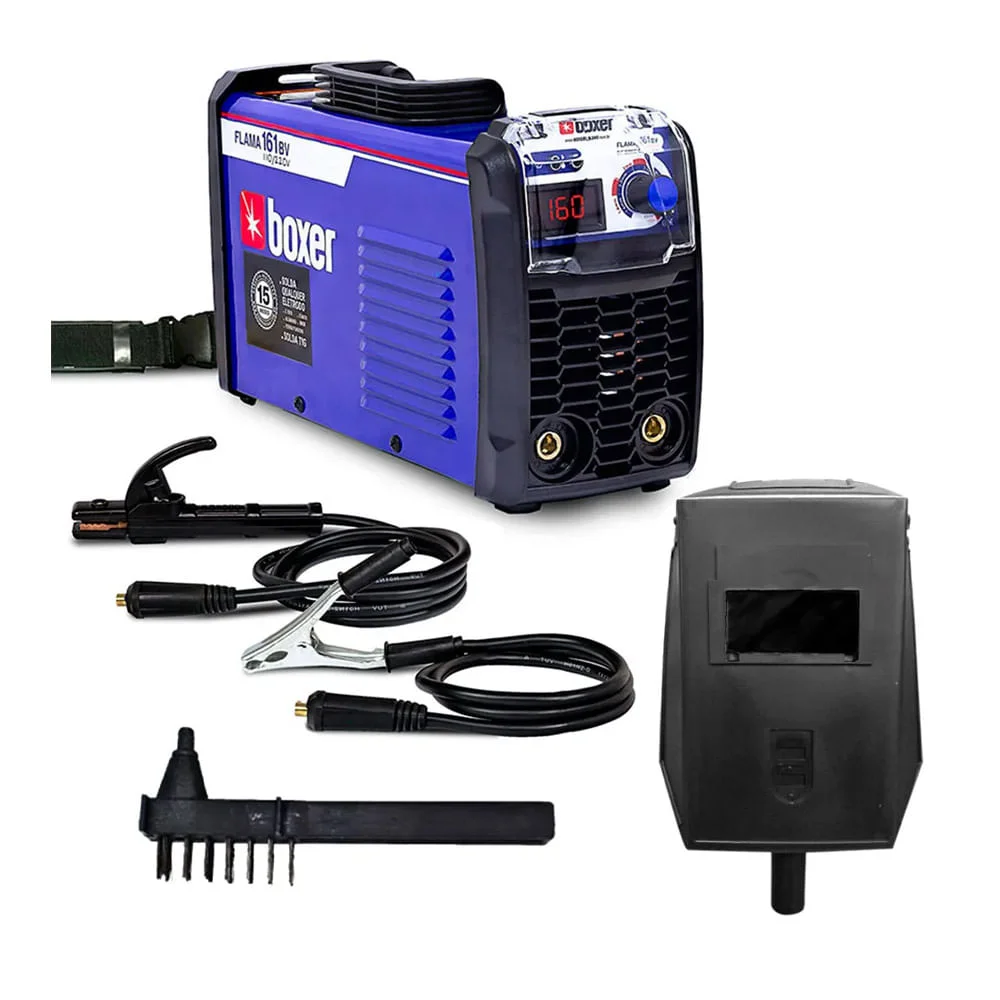 Kit Máquina de Solda Inversora Touch150 Boxer Máscara Automática 2 Esquadros12Kg