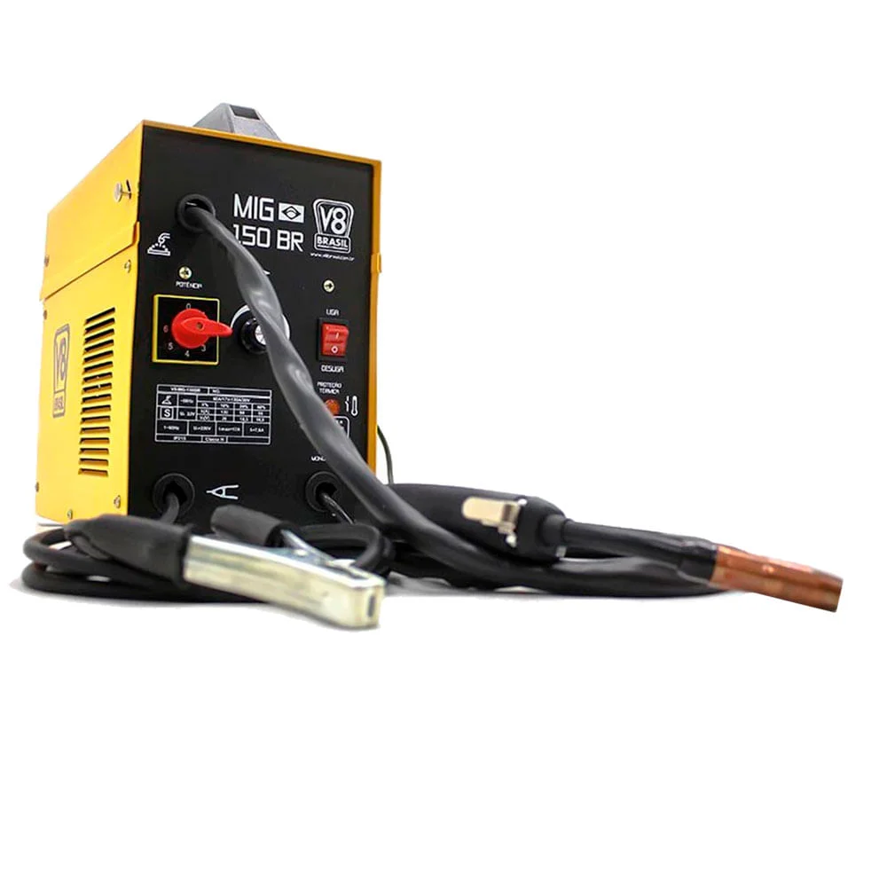 Kit Máquina de Solda MIG 150 BR V8 Brasil e Máscara Automática SR1 220 Volts