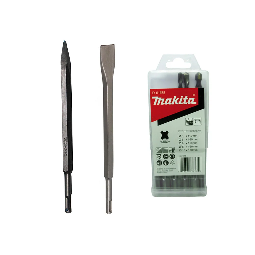 Kit Martelete 800W M8701G Makita e 5 Brocas e Talhadeira e Ponteira
