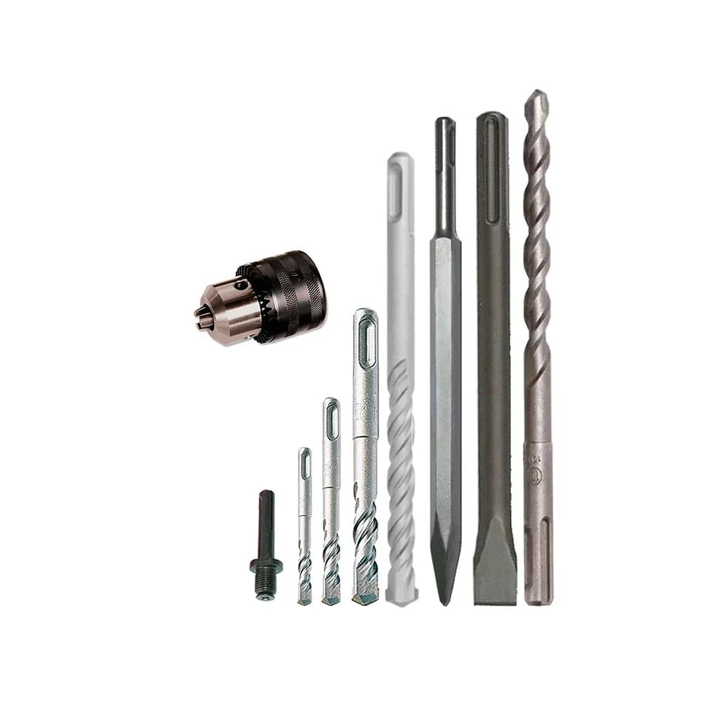 Kit Martelete 820W Bosch e 5Brocas Mandril Ponteira Talhadeira Adaptador