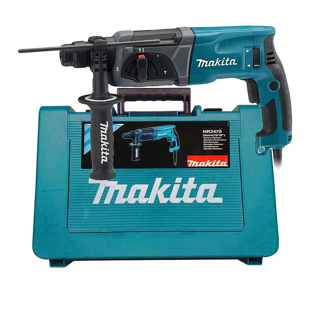 Kit Martelete Combinado 24mm 800W HR2470 Makita e 2 Brocas 6mm e 2 Brocas 10mm