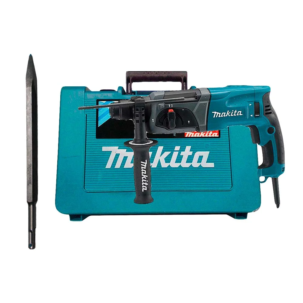 Kit Martelete Combinado 24mm SDS Plus 800 Watts HR2470 Makita e Ponteira 250mm
