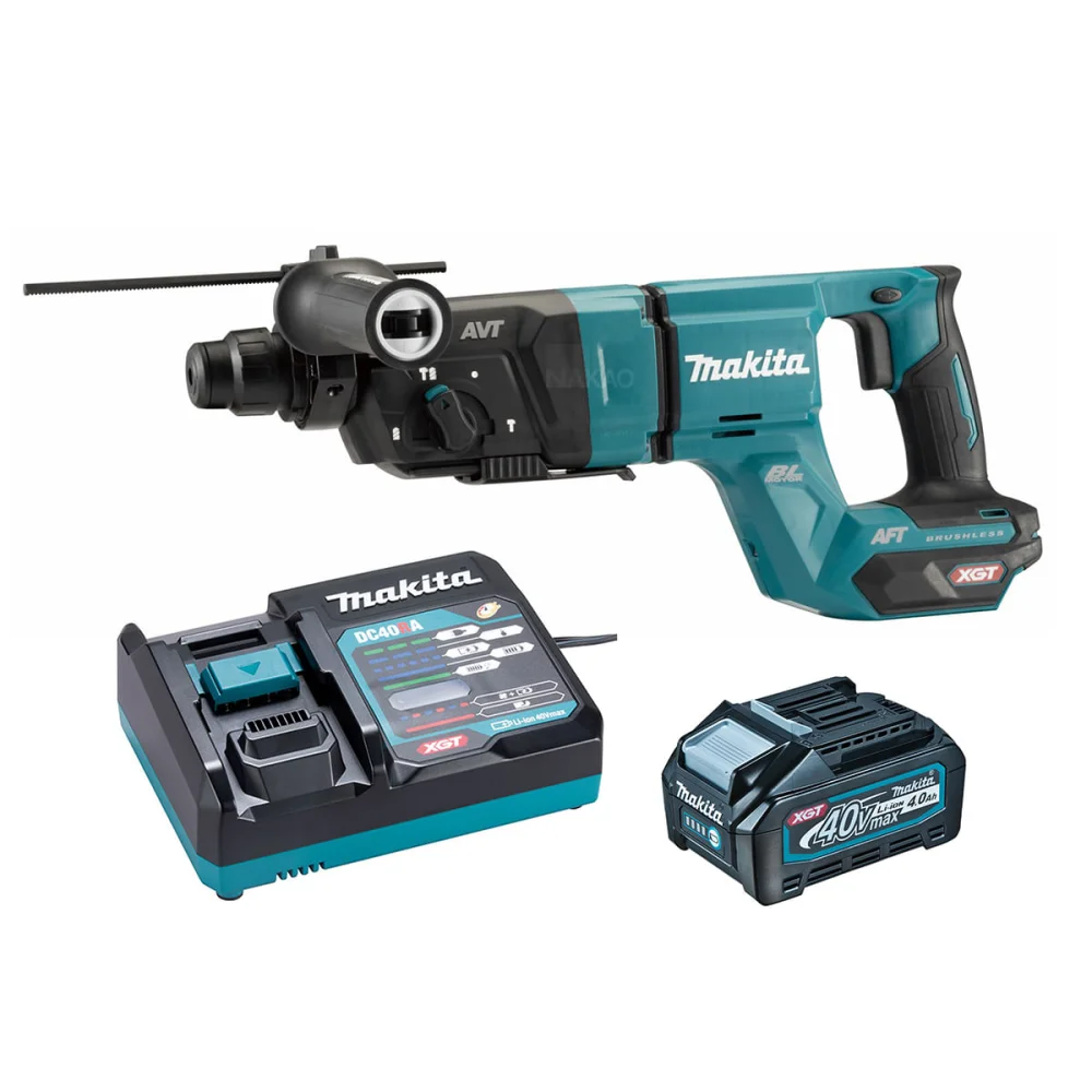 Kit Martelete Combinado 28mm HR007GZ Makita e Bateria 40V 4.0Ah Carregador