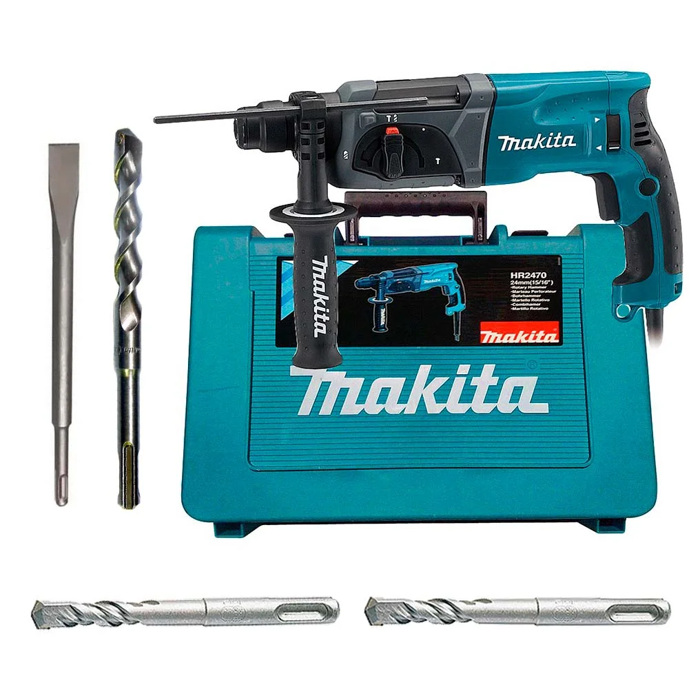 Kit Martelete Combinado 800W HR2470 Makita e Brocas e Talhadeira