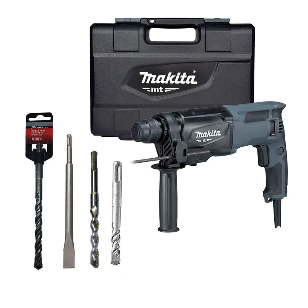 Kit Martelete Combinado 800W M8701G Makita e Brocas e Talhadeira