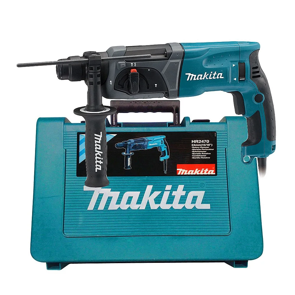 Kit Martelete Combinado HR2470 Makita e Ponteira e Talhadeira e Conj de Brocas