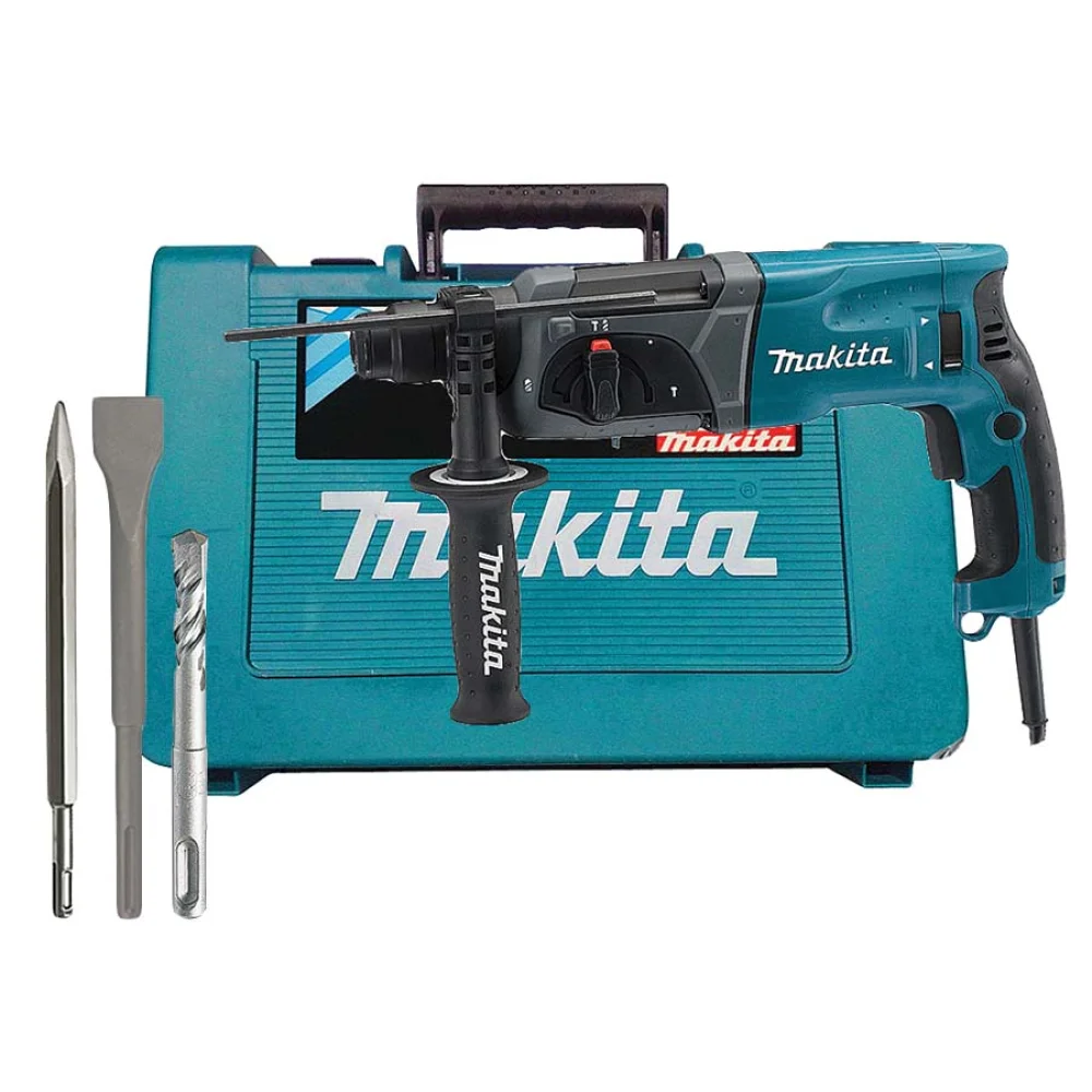 Kit Martelete HR 2470 Makita e Ponteira D-08713 e Talhadeira D-08729 e 3 Brocas