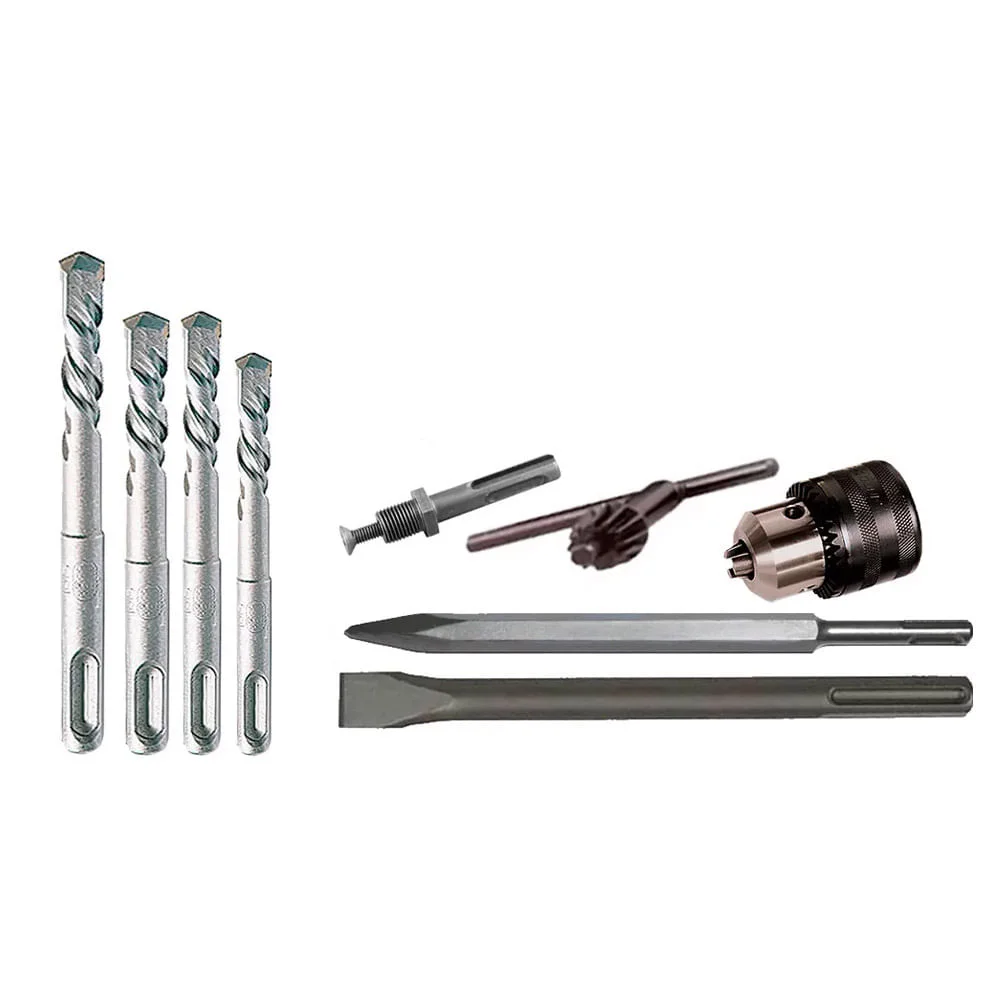 Kit Martelete HR2470 Makita e Ponteira e Talhadeira e Brocas e Mandril Adaptador