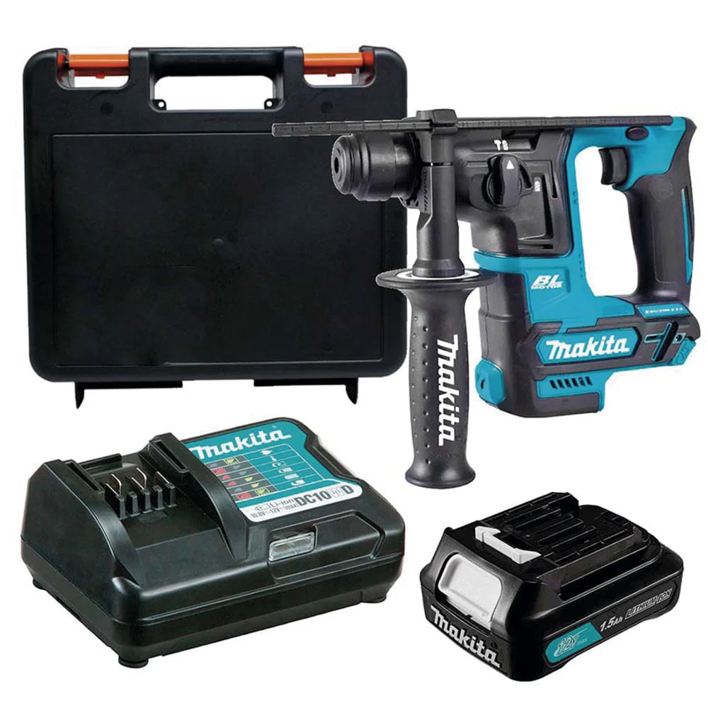 Kit Martelete Rotativo 12V HR166DZ Makita e Bateria e Carregador e Maleta