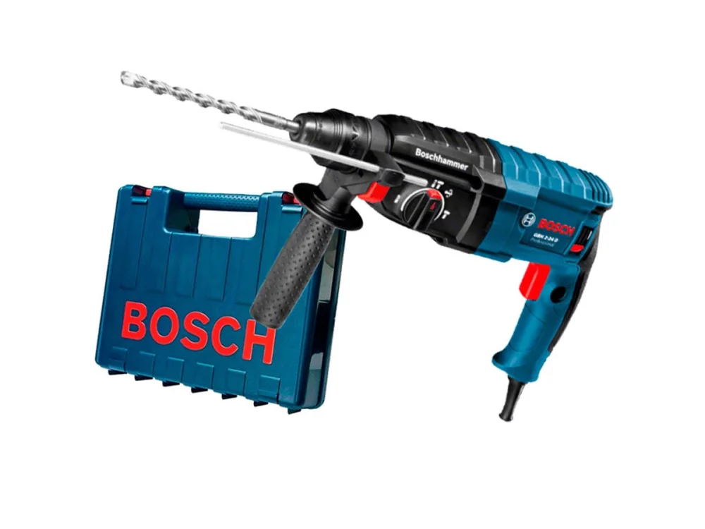 Kit Martelete Rotativo 820W Bosch e Mandril e Brocas e Talhadeiras e Ponteira