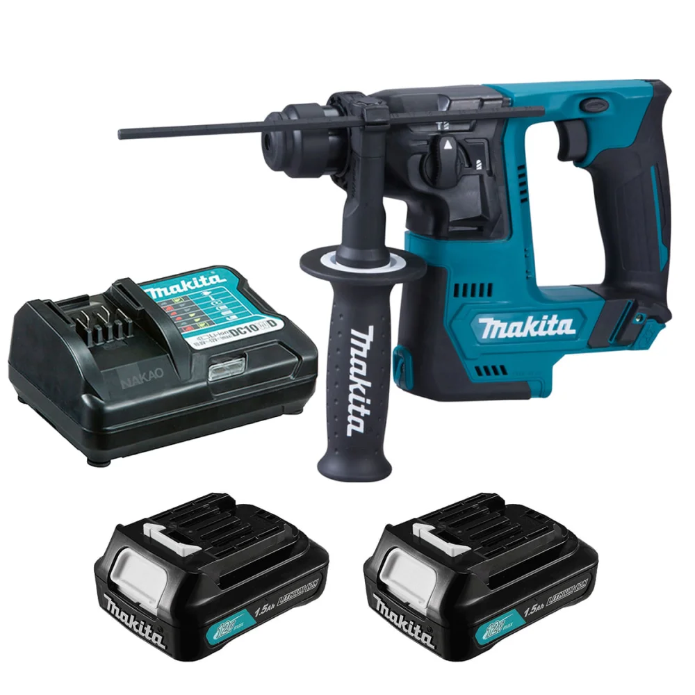 Kit Martelete Rotativo à Bateria 14mm HR140DZ Makita e 2 Baterias e Carregador