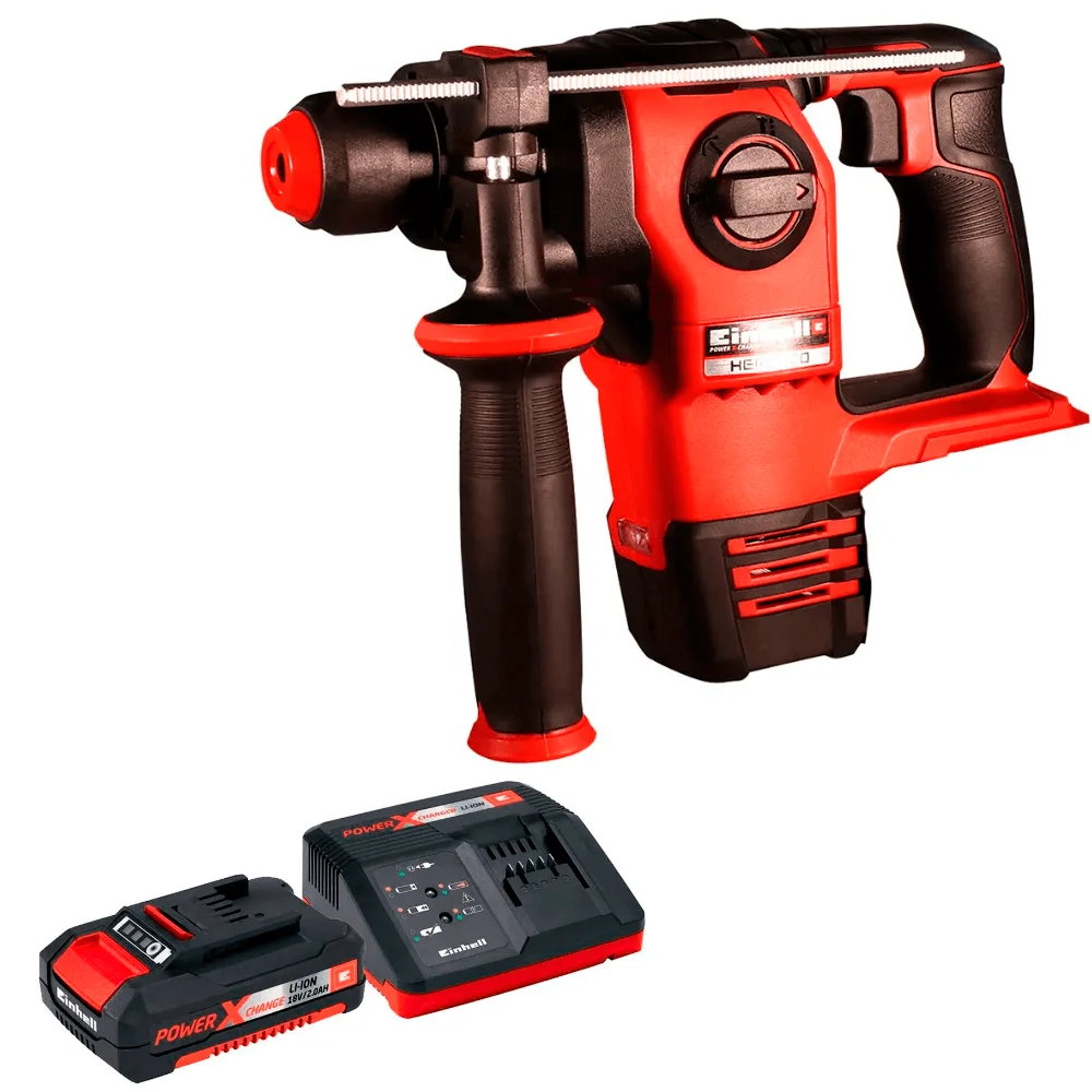 Kit Martelete Rotativo à Bateria Herocco Einhell e Carregador e Bateria 18V 2Ah