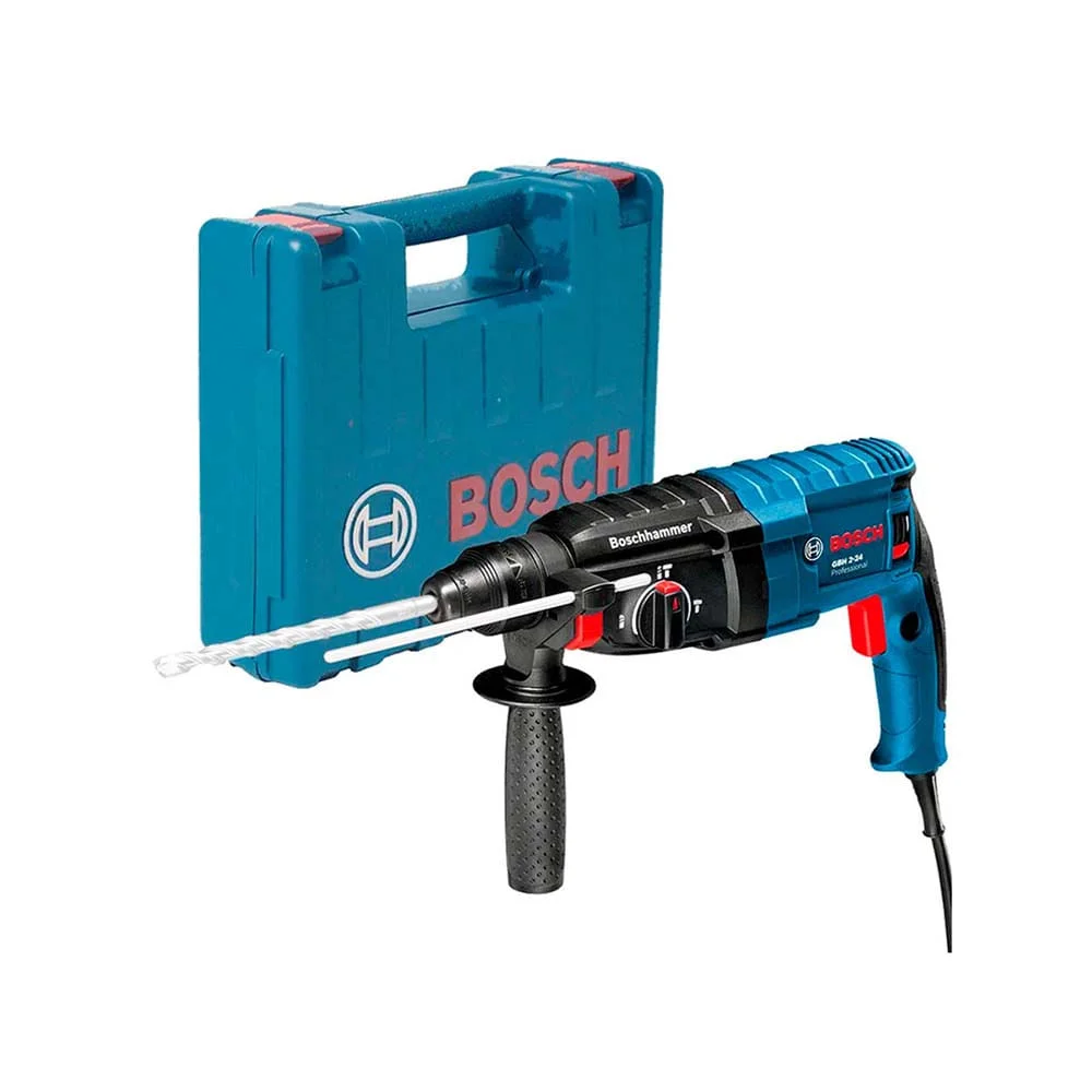 Kit Martelete Rotativo e Perfuração 820W Bosch e 3 Brocas e Talhadeira