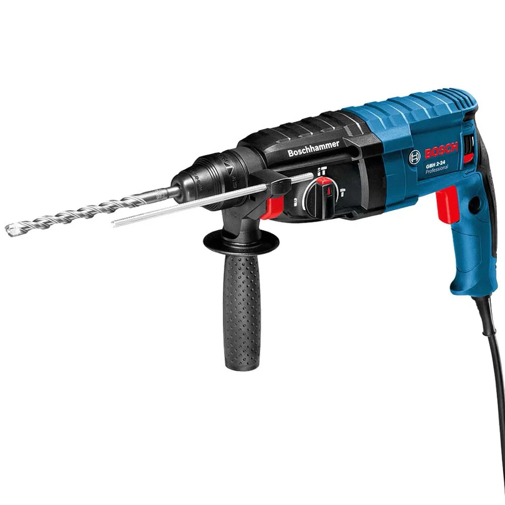 Kit Martelete Rotativo GBH 2 24-D Bosch e Mandril Adaptador e Brocas Talhadeiras