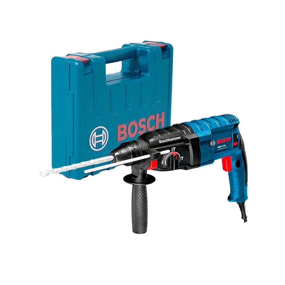 Kit Martelete Rotativo GBH 2 24-D Bosch e Ponteira e Talhadeira e Acessórios