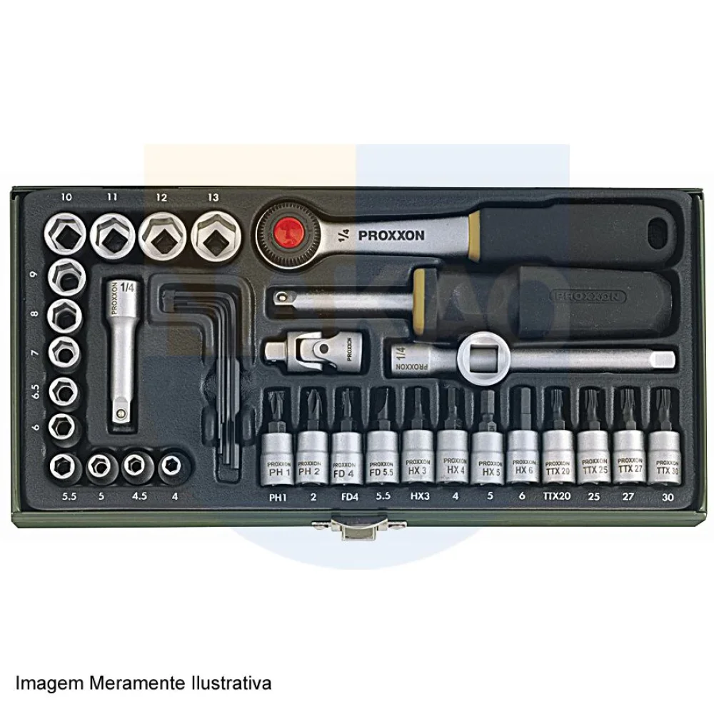 Kit Mecânica Precisão com Soquetes 36 Peç 23080 Proxxon