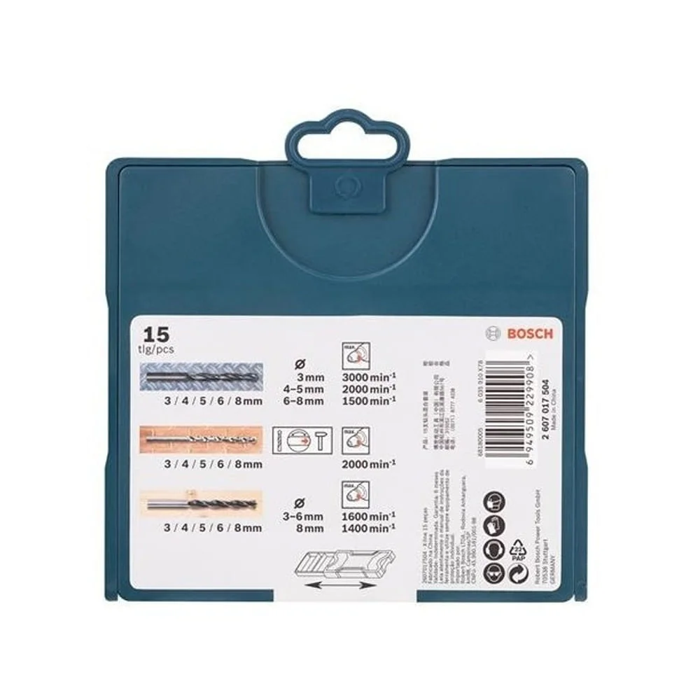 Kit Mini X-Line com 15 Brocas para Perfurar Bosch