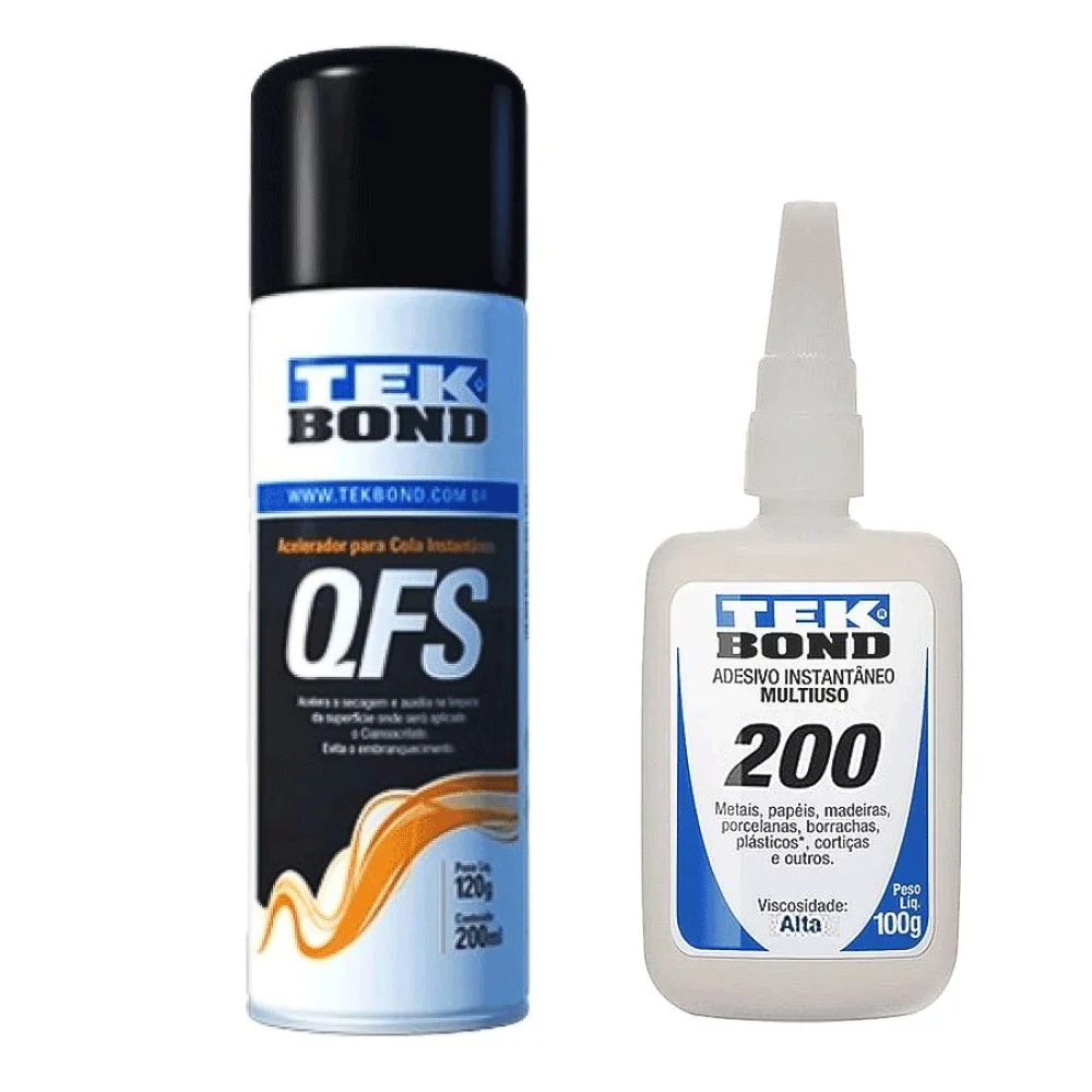 Kit Moveleiro 200 100g e Acelerador para Cola QFS 200ml Tek Bond